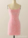 Sparkly Pink Sequins Spaghetti Strap Short Tight Homecoming Dress, HD32679