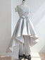 Elegant Silver Off-Shoulder Strapless HIgh Low A-line Short Mini Homecoming Dress, HD32693