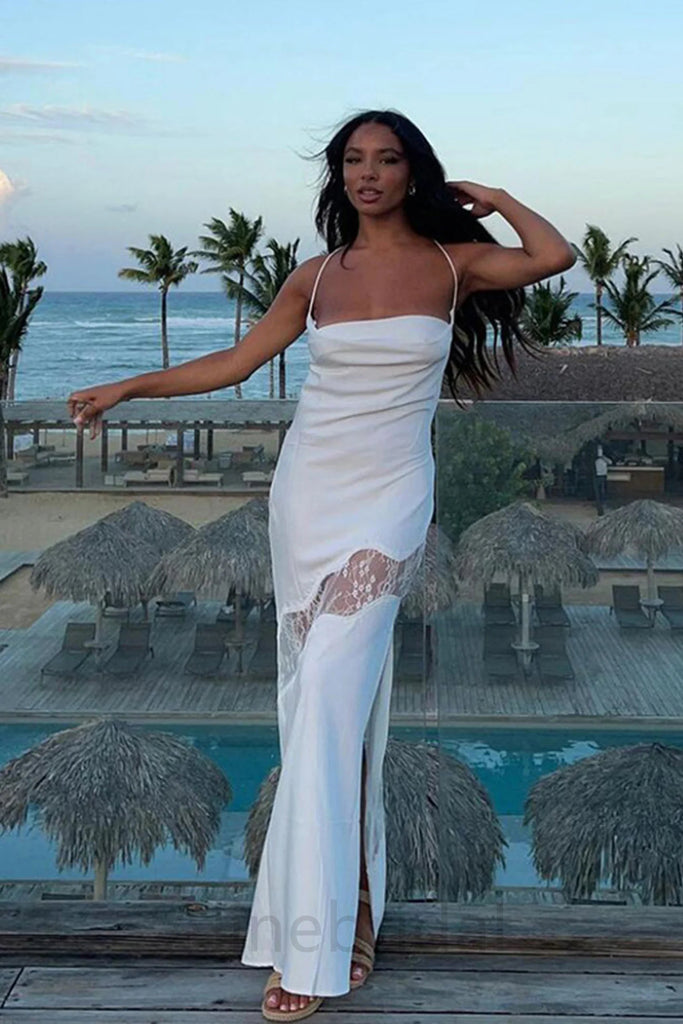 Sexy Jewel Sleeveless Rear Slit Mermaid Floor Length Prom Dress, PD3651