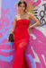 Sexy Red Spaghetti Straps Sleeveless Mermaid Floor Length Prom Dress, PD3684