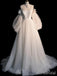 Elegant Ivory Strapless A-line Long Prom Dress, Long Sleeves Evening Dress, PD37937