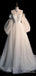 Elegant Ivory Strapless A-line Long Prom Dress, Long Sleeves Evening Dress, PD37937