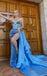 Sexy Blue Sweetheart Beading Side Slit Mermaid Floor Length Prom Dress, PD3652