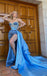 Sexy Blue Sweetheart Beading Side Slit Mermaid Floor Length Prom Dress, PD3652