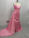 Sexy Pink V-neck Sleeveless Mermaid Floor Length Prom Dress with Beading, PD3648