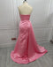 Sexy Pink V-neck Sleeveless Mermaid Floor Length Prom Dress with Beading, PD3648