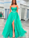 Elegant Green Off the Shoulder Rhinestone A-line Long Prom Ball Gown, PD38043