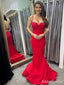 Sexy V-neck Red Backless Beading Mermaid Long Prom Dress, PD38044