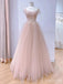 Elegant Light Pink Sweetheart Beading A-line Long Layered Tulle Prom Dress,PD38046