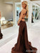 Sexy Chocolate V-neck Mermaid Long Prom Dress, Evening Gown, PD38049