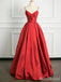 Elegant Red V-neck Spaghetti Strap A-line Long Prom Dress, Evening Dress, PD38051