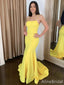 Stunning Yellow Spaghetti Strap Criss-Cross Mermaid Long Prom Dress, Evening Dress, PD38055