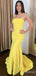 Stunning Yellow Spaghetti Strap Criss-Cross Mermaid Long Prom Dress, Evening Dress, PD38055