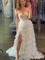 Gorgeous White Sweetheart A-line Tiered Ruffles Long Prom Dress, Evening Gown, PD38061