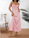 Simple Pink V-neck Spaghetti Strap Mermaid Long Prom Dress, PD38034