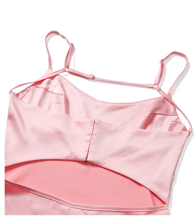 Simple Pink V-neck Spaghetti Strap Mermaid Long Prom Dress, PD38034