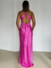 Sexy Pink V-neck Halter  Criss-Cross Backless Long Prom Dress with Bow, PD382053