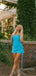 Elegant Strapless Ruffle Tiffany Blue Short Homecoming Dress, PD382265