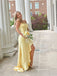 Elegant Pleated Strapless Corset Top Butter Yellow High-low Prom Dress,Formal Dress, PD382266