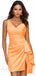 Elegant Orange One Shoulder Pleated Ruffles Short Homecoming Dress with Slit, PD382256