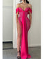 Sparkly Sequins Pink Off the Shoulder Sleeveless Side Slit Mermaid Floor Length Prom Dress, PD3675
