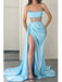 Sexy Blue V-neck  Side Slit Mermaid Floor Length Prom Dress, PD3640