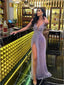 Sexy Purple V-neck Sleeveless Side Slit Mermaid Floor Length Prom Dress, PD3679