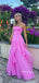 Elegant Strapless Ruffle  Hot Pink Maxi Long A-line Tulle Prom Dress,Formal Dress, PD382270