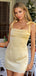 Elegant Square Light Yellow Short Homecoming Dress With Tie Straps, HC382276