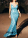 Elegant Blue V-neck Sleeveless Mermaid Long Prom Dress, PD3551