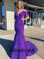 Sexy Purple Sequins Off the Shoulder Cut Out Long Prom Dress, PD3541
