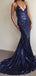 Charming Spaghetti Straps Mermaid Sparkly Unique Prom Dresses, PD0320