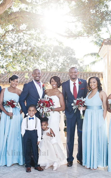 Mismatched Elegant One shoulder High Quality A-line Long Bridesmaid Dress, PD3132