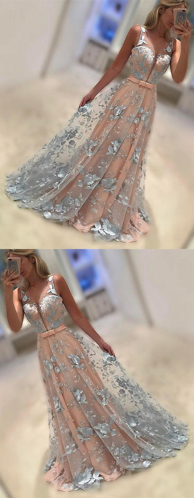 Charming Floral Prints Lace Pink Sweetheart  Evening Party Prom Dresses,PD00011