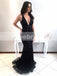 Affordable Black Sparkly Rhinestone Mermaid Unique Prom Dresses ,PD00098
