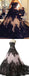 Black Lace Nude Strapless Ball Gown Princess Prom Dresses ,PD00296