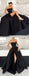 Black Satin Strapless Pockets Ball Gown Formal Prom Dresses,PD00153