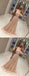 Blush Pink Butterfly Applique High Neck A-line Long Prom Dresses.PD00248