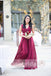 Burgundy Chiffon V-neck A-line Bridesmaid Dresses , AB1228