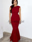 Burgundy Jersey Round Neckline Cap Sleeve Mermaid Bridesmaid Dresses, AB4130