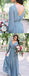 Dusty Blue Chiffon Long Sleeve A-line Bridesmaid Dresses , AB4057
