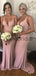 Dusty Pink Halter Mermaid Long Bridesmaid Dresses, AB4060