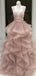 Dusty Pink Ruffles Ball Gown Sleeveless Prom Dresses ,PD00302