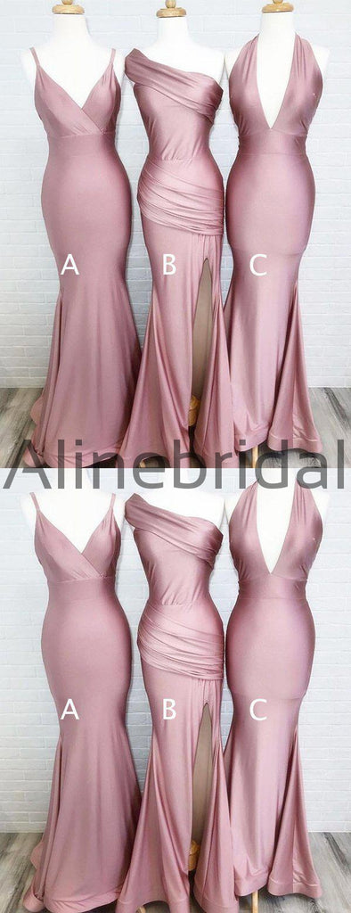 Dusty Rose  Mismatched Simple Mermiad Bridesmaid Dresses, AB4051