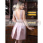 Dusty Rose Lace Satin With Beaded V-neck Homecoming Dresses,BD00230