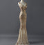Fashion Charming Sparkly Golden Sequins Mermaid V-neck Formal Evening Party  Prom Dresses,PD00026
