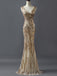 Fashion Charming Sparkly Golden Sequins Mermaid V-neck Formal Evening Party  Prom Dresses,PD00026