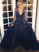 Fashion Shinning Night Star Sequins  Long Sleeve V-neck Sexy Prom Gown Dresses,PD00044