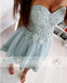 Fashion Tiffany Blue Lace Sweetheart Strapless Lace Up Back Homecoming Dresses, HD0007