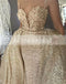 Gold Sequin Detachable Over-skirt Spaghetti Strap Bling Prom Dresses,PD00095